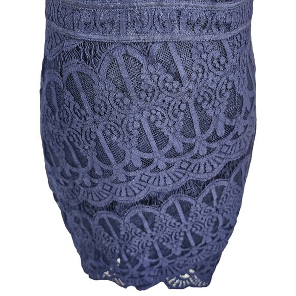 Adelyn Rae Dark Navy Blue Lace Strapless Mini Dress Boned Corset Sz S - Picture 3 of 10